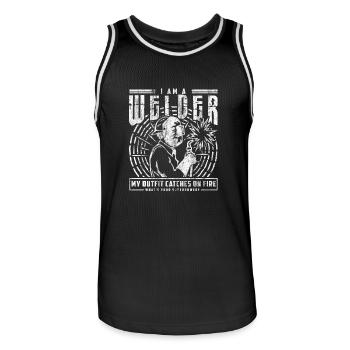 Welder Shirt Schweißer Tshirt Schweißen - Männer Basketball-Trikot - Schwarz/Weiß - Vorne - AI Model Male 185 dark (185cm)