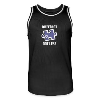 DIFFERENT - NOT LESS ! AUTISME - Maillot de basket Homme - noir/blanc - Devant - AI Model Male 185 dark (185cm)