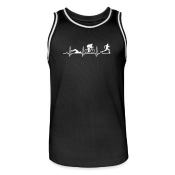 Herzschlag Triathlon - Männer Basketball-Trikot - Schwarz/Weiß - Vorne - AI Model Male 185 dark (185cm)