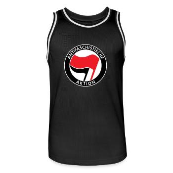 Action antifasciste, Logo Antifa, Drapeaux - Maillot de basket Homme - noir/blanc - Devant - AI Model Male 185 dark (185cm)
