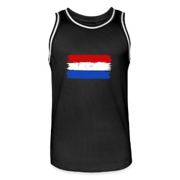 Holland - Männer Basketball-Trikot - Schwarz/Weiß - Vorne - AI Model Male 185 dark (185cm)