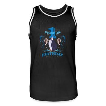 Pinguin Geburtstag 1 - Männer Basketball-Trikot - Schwarz/Weiß - Vorne - AI Model Male 185 dark (185cm)