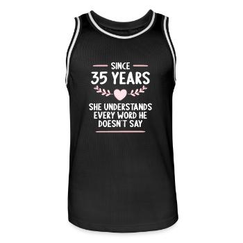 35 years married 35th wedding anniversary - Men's Basketball Jersey - black/white - Front - AI Model Male 185 dark (185cm)