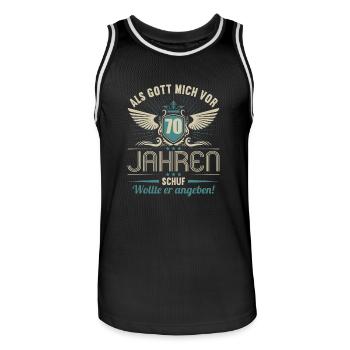 Als Gott mich vor 70 Jahren schuf wollte angeben - Männer Basketball-Trikot - Schwarz/Weiß - Vorne - AI Model Male 185 dark (185cm)