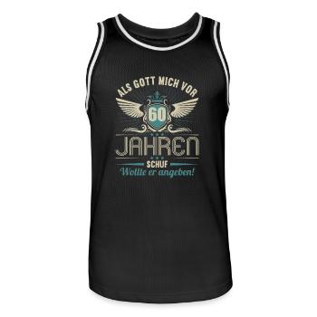 Als Gott mich vor 60 Jahren schuf wollte angeben - Männer Basketball-Trikot - Schwarz/Weiß - Vorne - AI Model Male 185 dark (185cm)