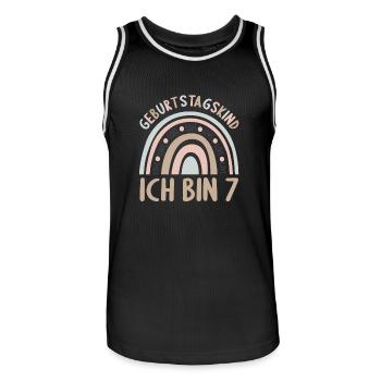 7 Jahre Rainbow Regenbogen 7. Geburtstag - Männer Basketball-Trikot - Schwarz/Weiß - Vorne - AI Model Male 185 dark (185cm)