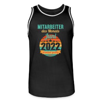 Mitarbeiter des Monats Juni 2022 - Männer Basketball-Trikot - Schwarz/Weiß - Vorne - AI Model Male 185 dark (185cm)