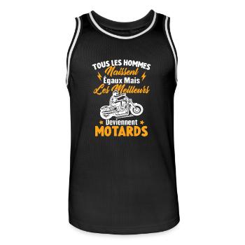 Hommes naissent égaux meilleurs deviennent motards - Maillot de basket Homme - noir/blanc - Devant - AI Model Male 185 dark (185cm)