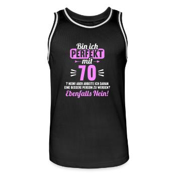 Bin ich perfekt mit 70 Jahren 70. Geburtstag - Männer Basketball-Trikot - Schwarz/Weiß - Vorne - AI Model Male 185 dark (185cm)