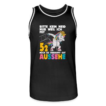 Bitte kein Neid weil mit 52 Jahren gut aussehe - Männer Basketball-Trikot - Schwarz/Weiß - Vorne - AI Model Male 185 dark (185cm)