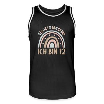 12 Jahre alt Rainbow Regenbogen 12. Geburtstag - Männer Basketball-Trikot - Schwarz/Weiß - Vorne - AI Model Male 185 dark (185cm)