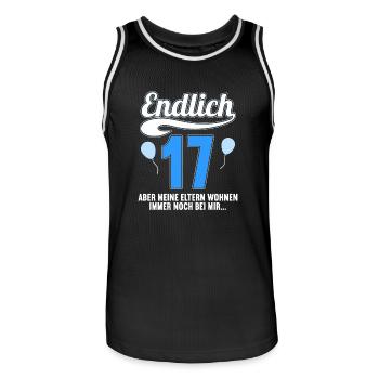 Endlich 17 aber Eltern leben bei mir 17 Geburtstag - Männer Basketball-Trikot - Schwarz/Weiß - Vorne - AI Model Male 185 dark (185cm)