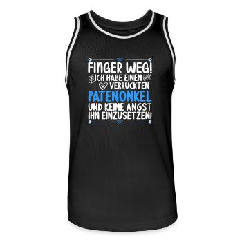 Finger weg habe verrückten Patenonkel keine Angst - Männer Basketball-Trikot - Schwarz/Weiß - Vorne - AI Model Male 185 dark (185cm)