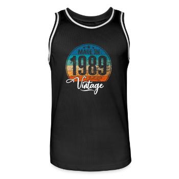 Millésime Fabriqué en 1989 Année de naissance 1989 Anniversaire - Maillot de basket Homme - noir/blanc - Devant - AI Model Male 185 dark (185cm)
