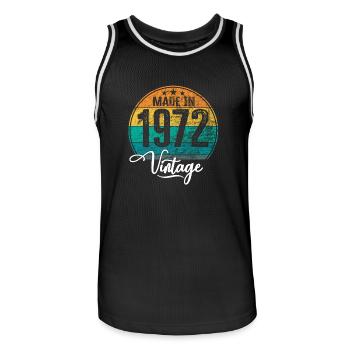 Millésime Fabriqué en 1972 Année de naissance 1972 Anniversaire - Maillot de basket Homme - noir/blanc - Devant - AI Model Male 185 dark (185cm)