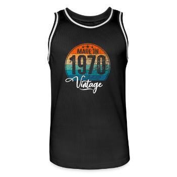 Vintage Made in 1970 Geburtsjahr 1970 Geburtstag - Männer Basketball-Trikot - Schwarz/Weiß - Vorne - AI Model Male 185 dark (185cm)