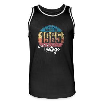 Millésime Fabriqué en 1965 Année de naissance 1965 Anniversaire - Maillot de basket Homme - noir/blanc - Devant - AI Model Male 185 dark (185cm)