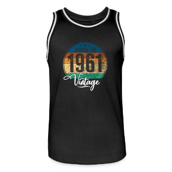 Millésime fabriqué en 1961 Année de naissance 1961 Anniversaire - Maillot de basket Homme - noir/blanc - Devant - AI Model Male 185 dark (185cm)