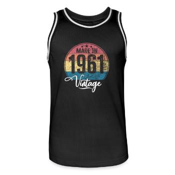 Millésime fabriqué en 1961 Année de naissance 1961 Anniversaire - Maillot de basket Homme - noir/blanc - Devant - AI Model Male 185 dark (185cm)