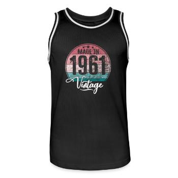 Millésime fabriqué en 1961 Année de naissance 1961 Anniversaire - Maillot de basket Homme - noir/blanc - Devant - AI Model Male 185 dark (185cm)