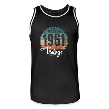 Millésime fabriqué en 1961 Année de naissance 1961 Anniversaire - Maillot de basket Homme - noir/blanc - Devant - AI Model Male 185 dark (185cm)