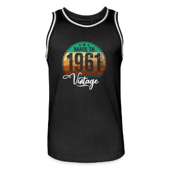 Millésime fabriqué en 1961 Année de naissance 1961 Anniversaire - Maillot de basket Homme - noir/blanc - Devant - AI Model Male 185 dark (185cm)