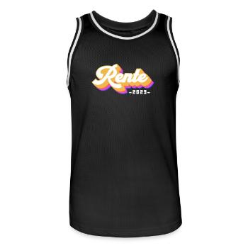 Rentner 2023 Rentnerin 2023 Rente 2023 - Männer Basketball-Trikot - Schwarz/Weiß - Vorne - AI Model Male 185 dark (185cm)