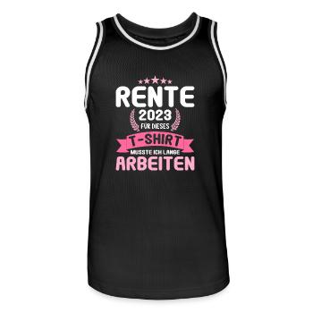 Rentner 2023 Rentnerin 2023 Rente 2023 - Männer Basketball-Trikot - Schwarz/Weiß - Vorne - AI Model Male 185 dark (185cm)
