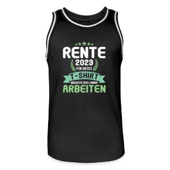 Rentner 2023 Rentnerin 2023 Rente 2023 - Männer Basketball-Trikot - Schwarz/Weiß - Vorne - AI Model Male 185 dark (185cm)