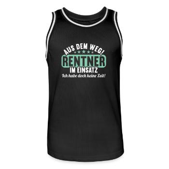 Rente 2023 Ruhestand Abschied Rentner 2023 - Männer Basketball-Trikot - Schwarz/Weiß - Vorne - AI Model Male 185 dark (185cm)