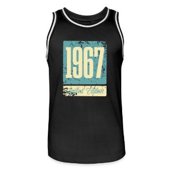 1967 Geboren Geburtstag Geburtsjahr - Männer Basketball-Trikot - Schwarz/Weiß - Vorne - AI Model Male 185 dark (185cm)
