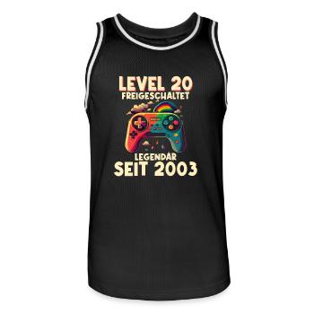 2003 Level 20 Jahre Gaming 20er 20 Geburtstag - Männer Basketball-Trikot - Schwarz/Weiß - Vorne - AI Model Male 185 dark (185cm)