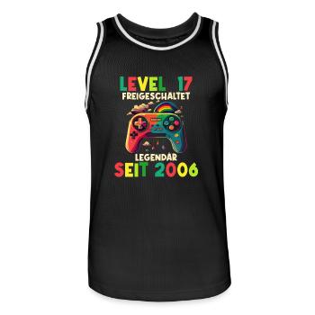 2006 Level 17 Jahre Gaming 17er 17 Geburtstag - Männer Basketball-Trikot - Schwarz/Weiß - Vorne - AI Model Male 185 dark (185cm)