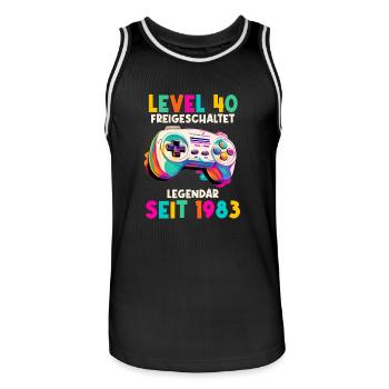 1983 Level 40 Jahre Gaming 40er 40 Geburtstag - Männer Basketball-Trikot - Schwarz/Weiß - Vorne - AI Model Male 185 dark (185cm)