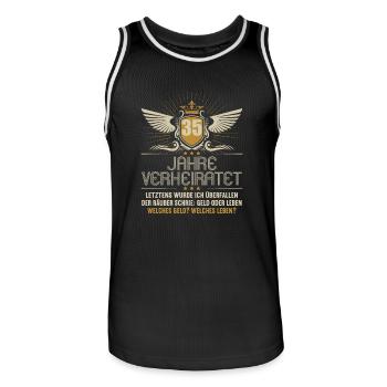 35 Jahre verheiratet zynisch 35.Hochzeitstag - Männer Basketball-Trikot - Schwarz/Weiß - Vorne - AI Model Male 185 dark (185cm)