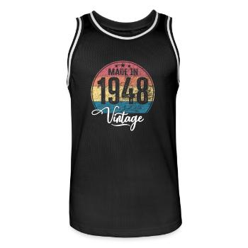 Millésime fabriqué en 1948 Année de naissance 1948 Anniversaire - Maillot de basket Homme - noir/blanc - Devant - AI Model Male 185 dark (185cm)