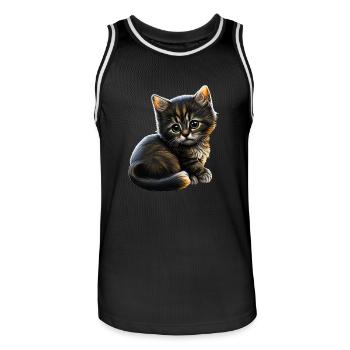 Cat Cats Cat lover cute kitten - Men's Basketball Jersey - black/white - Front - AI Model Male 185 dark (185cm)