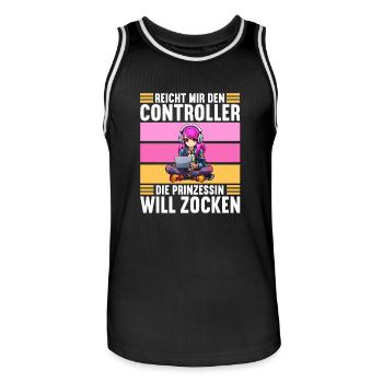 Gaming Konsole PC Zockerin Mädchen Gamer Girl - Männer Basketball-Trikot - Schwarz/Weiß - Vorne - AI Model Male 185 dark (185cm)