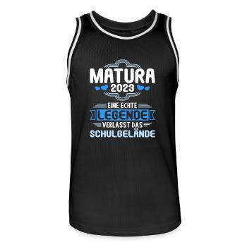 Matura Junge Mädchen Damen und Herren Matura 2023 - Männer Basketball-Trikot - Schwarz/Weiß - Vorne - AI Model Male 185 dark (185cm)