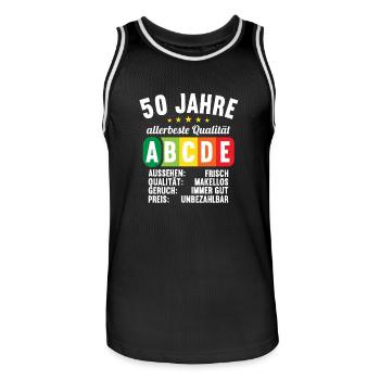 Lebensmittelampel Score 50 Jahre 50 Geburtstag - Männer Basketball-Trikot - Schwarz/Weiß - Vorne - AI Model Male 185 dark (185cm)