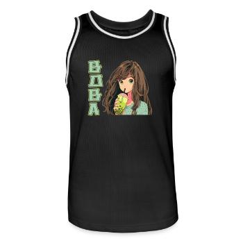 Anime and Boba Bubble Tea - Männer Basketball-Trikot - Schwarz/Weiß - Vorne - AI Model Male 185 dark (185cm)