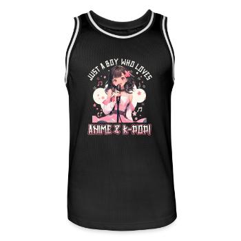 Just a Boy who loves Anime and K-Pop - Männer Basketball-Trikot - Schwarz/Weiß - Vorne - AI Model Male 185 dark (185cm)