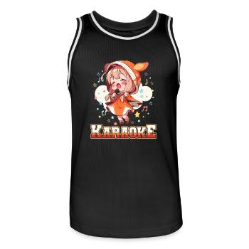Filles Manga Anime Karaoké - Maillot de basket Homme - noir/blanc - Devant - AI Model Male 185 dark (185cm)
