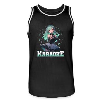 Filles Manga Anime Karaoké - Maillot de basket Homme - noir/blanc - Devant - AI Model Male 185 dark (185cm)
