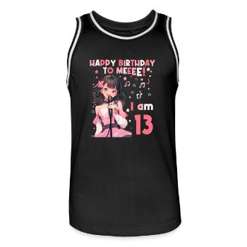 Anime Mandga K-Pop KPop Mädchen 13. Geburtstag - Männer Basketball-Trikot - Schwarz/Weiß - Vorne - AI Model Male 185 dark (185cm)