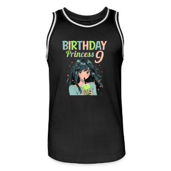 Anime Mandga Boba Bubble Tea 9ème anniversaire - Maillot de basket Homme - noir/blanc - Devant - AI Model Male 185 dark (185cm)