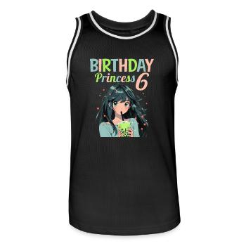 Anime Mandga Boba Bubble Tea 6ème anniversaire - Maillot de basket Homme - noir/blanc - Devant - AI Model Male 185 dark (185cm)