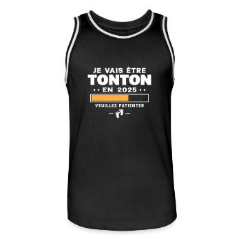 Je Vais Être Tonton 2025 Annonce Futur Tonton - Maillot de basket Homme - noir/blanc - Devant - AI Model Male 185 dark (185cm)
