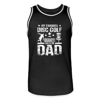 My favorite disc golf player calls me dad - Männer Basketball-Trikot - Schwarz/Weiß - Vorne - AI Model Male 185 dark (185cm)