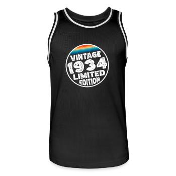 Cadeau d’anniversaire en édition limitée depuis 1934 - Maillot de basket Homme - noir/blanc - Devant - AI Model Male 185 dark (185cm)
